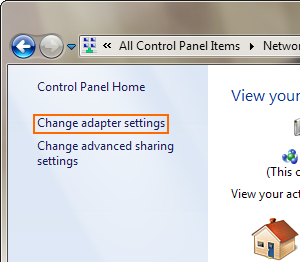 Windows 7 - Change adapter settings